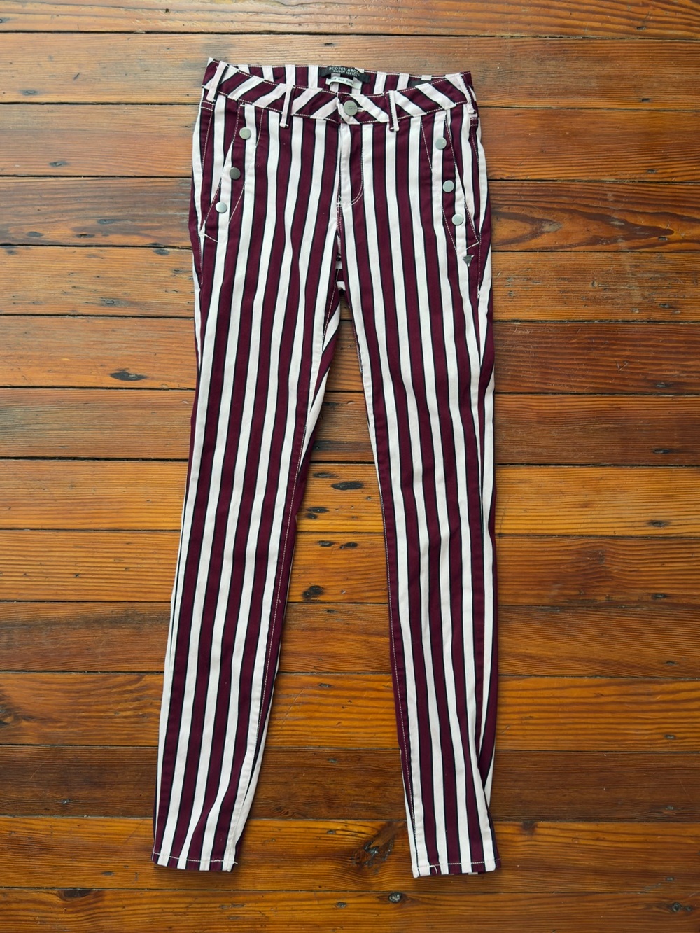 Scotch & Soda Hip Hop Voila Skinny low rise striped pants red & white mod
